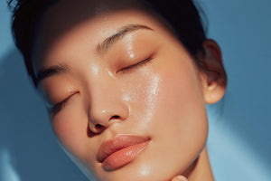 Close-up of a woman's face with closed eyes
