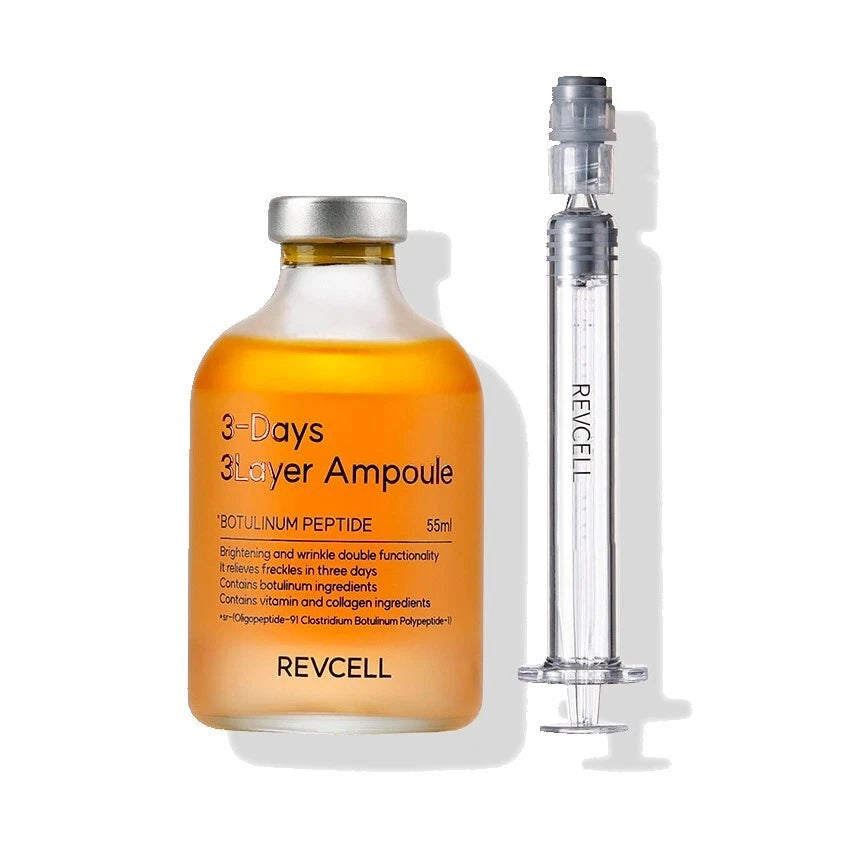 Revceell Ampoule bottle and syringe on a white background